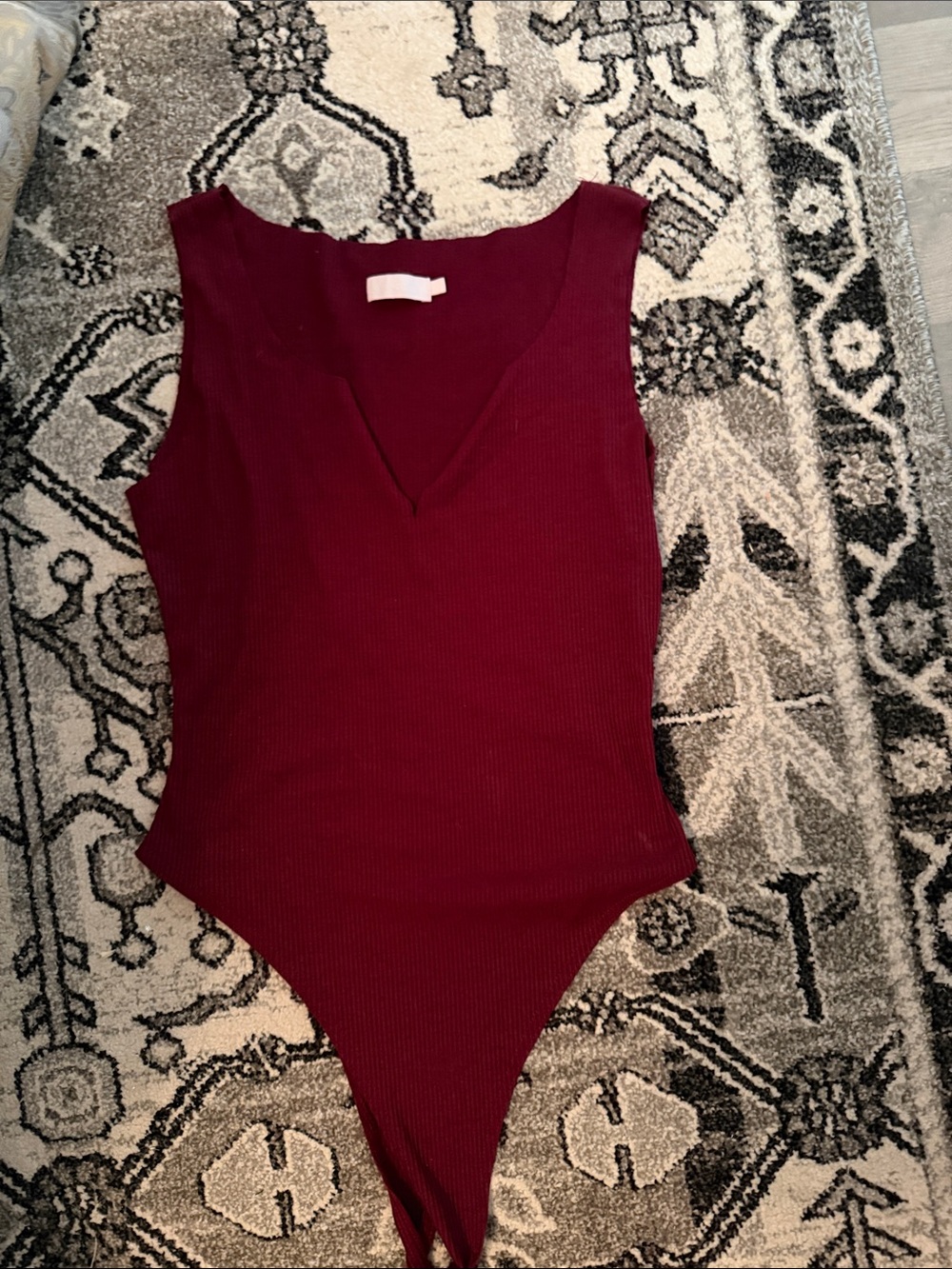 Meshki Small Ribbed One-Piece Bodysuit - Burgundy